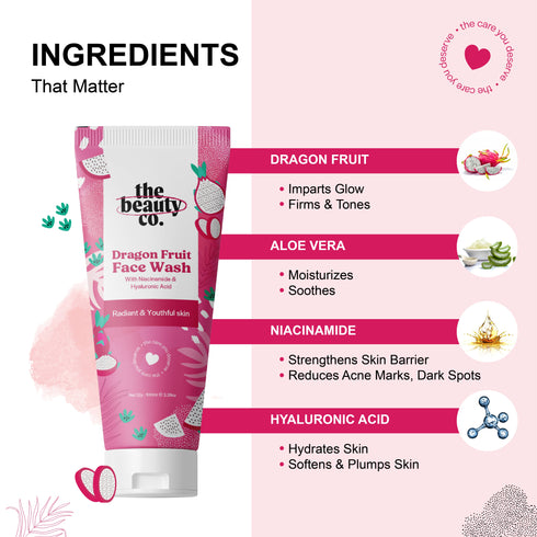 the beauty co Dragon Fruit Face Wash With Niacinamide and Hyaluronic Acid